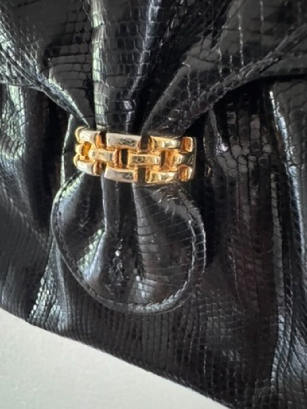 Vintage Black Evening Cross Body Bag or Clutch - Snake Print - Picture 3 of 11